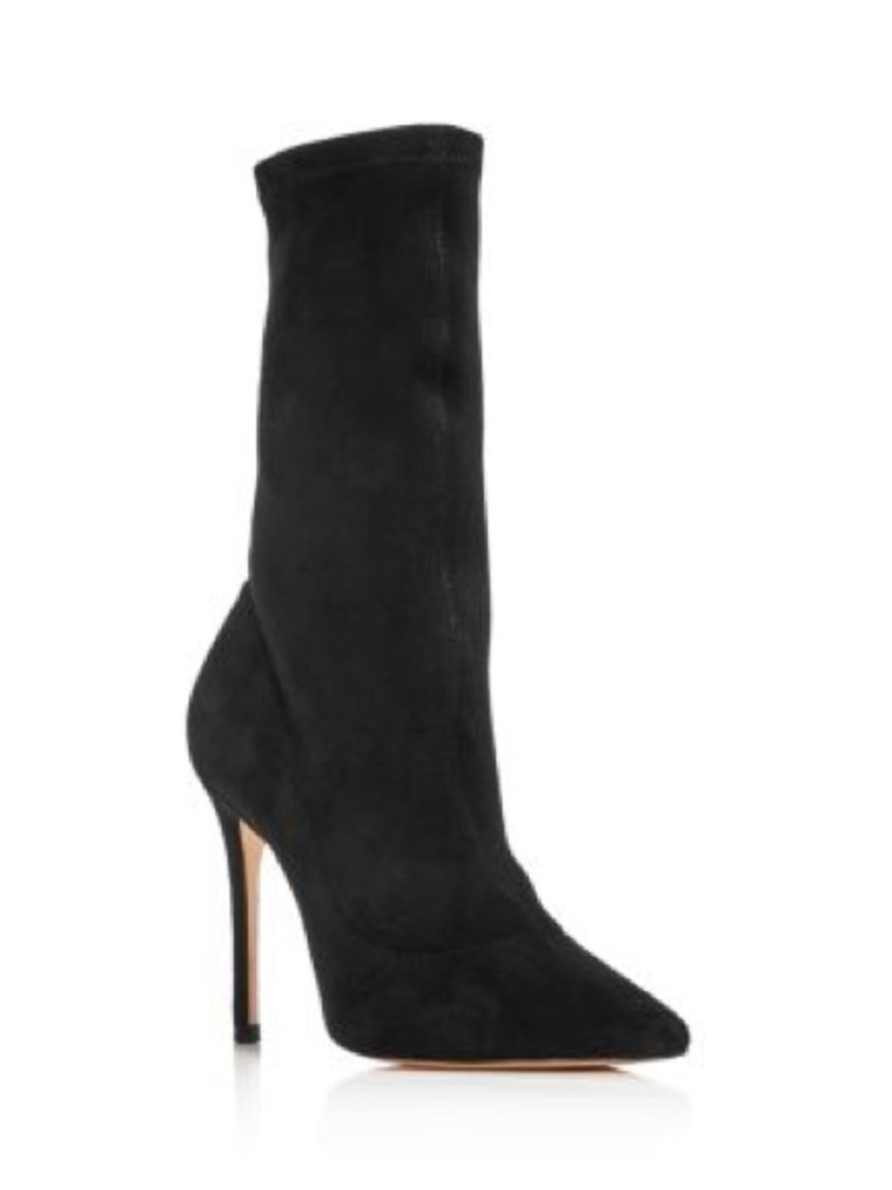 SCHUTZ Black Stretch Suede Pointed-Toe Stiletto Sock Boot 6.5